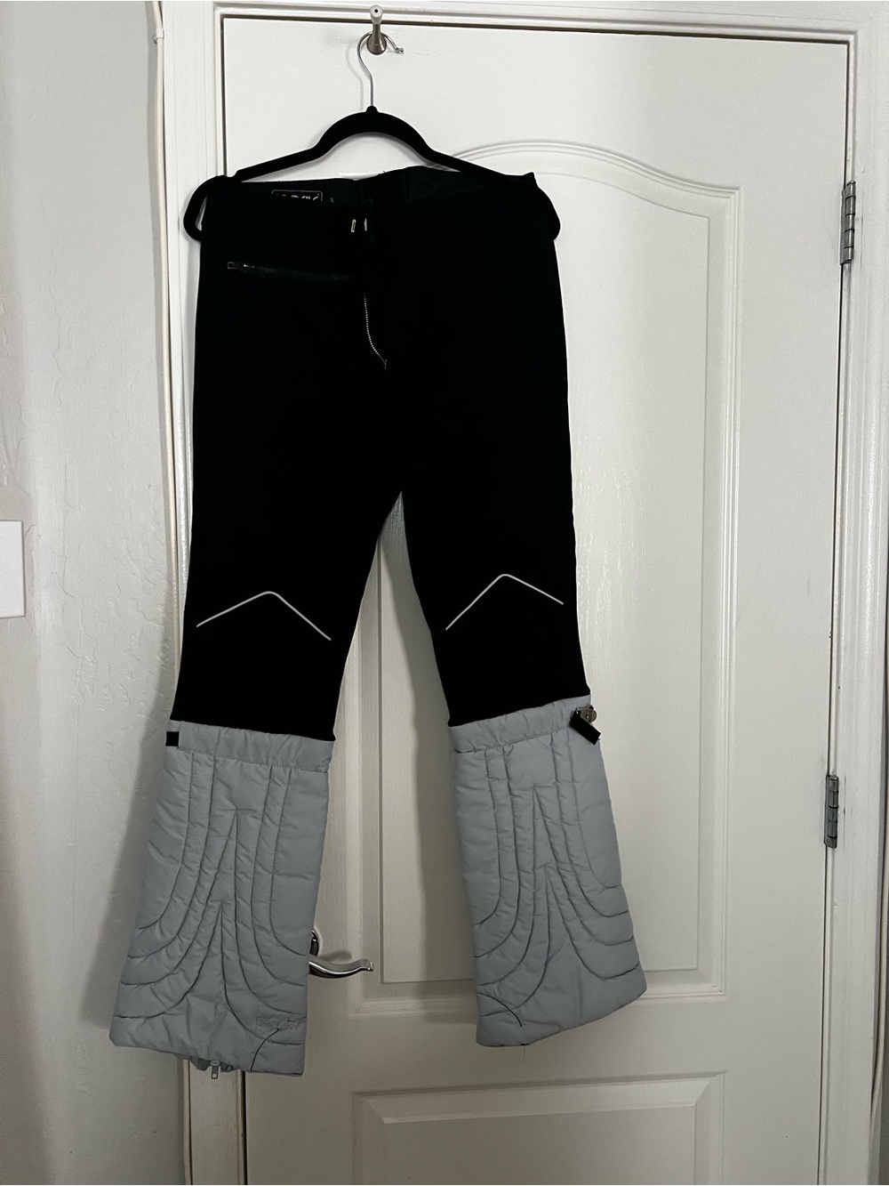 Vintage Two-Tone Black and Light Gray Snow Pants